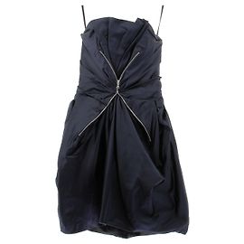 Marc Jacobs Vestido azul bufante de seda Azul marinho
