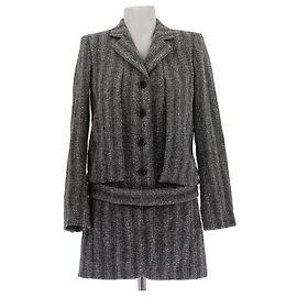 Marc Jacobs Lange graue Tweedjacke aus Wolle Grau