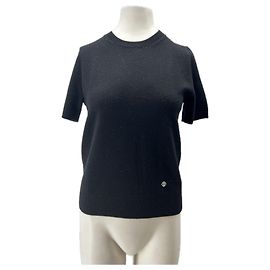 Autre Marque Pullover mit kurzen Ärmeln aus schwarzer Kaschmirwolle Schwarz