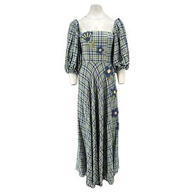 Autre Marque Vestido xadrez azul e verde Azul
