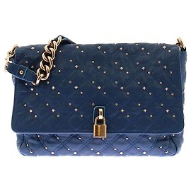 Marc Jacobs Bolsa de couro azul com cadeado dourado Azul