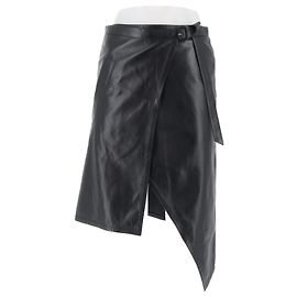 Louis Vuitton Asymmetrischer schwarzer Lederrock Schwarz