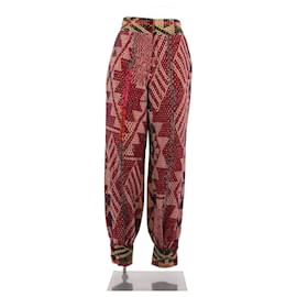 Autre Marque Calça de seda multicolorida Rosa