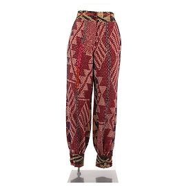 Autre Marque Pantalón de seda multicolor Rosa
