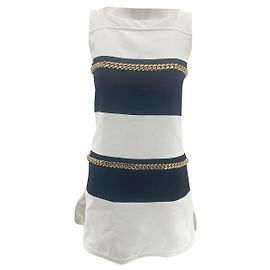 Robe à rayures Elie Saab Blanche et Marine 36 Bleu Marine