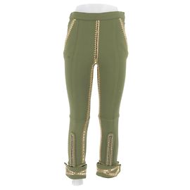 Louis Vuitton Calça caqui com detalhes dourados Caqui