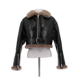 Giacca Bomber Crop Prada Nera in Pelliccia Nero