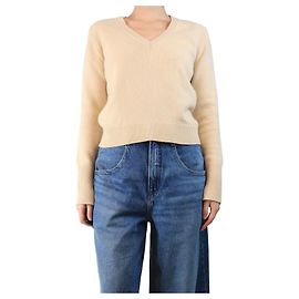 Joseph Beige Kaschmir V-Ausschnitt Pullover - Größe M Andere