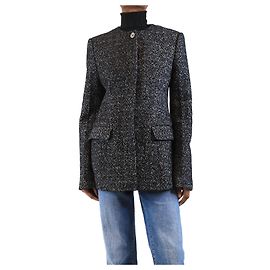 Totême Black collarless cinched jacket - size UK 6 Black