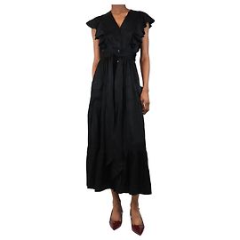 Alice by Temperley Robe maxi en satin noir imprimé - taille UK 8 Noir
