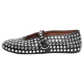 Alaïa Black embellished leather ballet flats - size EU 39 Black