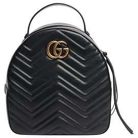Gucci Schwarzer, gesteppter Leder-Rucksack Marmont Schwarz