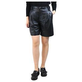 Red Valentino Black belted leather shorts - size UK 12 Black