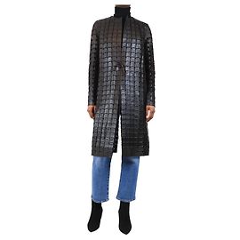 Bottega Veneta Brown braided leather coat - size UK 6 Brown