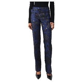 Prada Blaue Lurex-Brocade-Hose - Größe UK 6 Blau