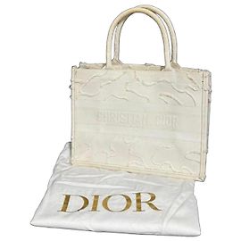 Dior Book Tote Canvas Jacquard Bag White