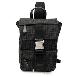 Fendi Black Small Zucca Canvas Fendiness Backpack Black