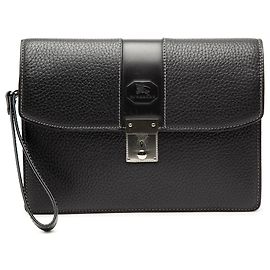 Clutch de cuero de ternera negro Burberry Negro