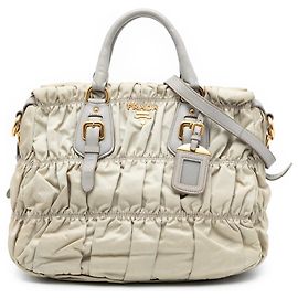 Borsa Prada in tessuto gaufre marrone Marrone Beige