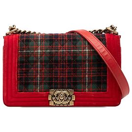Chanel Rosso Vecchio Medio Boy Flap in Tweed Trapuntato e Velluto Rosso
