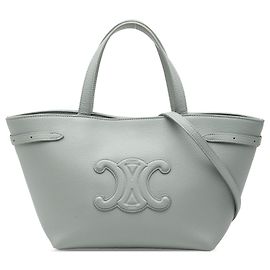 Céline Bolsa Tote Anais Triomphe em couro de bezerro granulado cinza Celine Mini Marrom