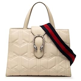 Bolsa Gucci Dionysus em couro acolchoado branco com web Branco Cru