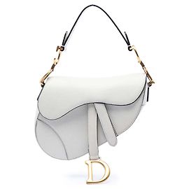 Bolsa Saddle em couro de bezerro graneado branco Dior Branco
