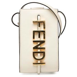 Fendi White Leather Fendigraphy Phone Pouch White