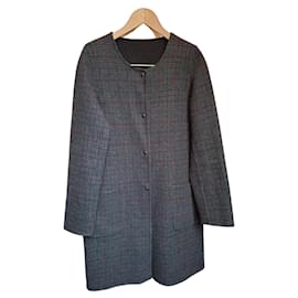 Gerard Darel Gérard Darel Checked Wool Coat Gray Red Red Grey