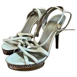 Guess Heeled Sandals White and Silver Leather 40 White
