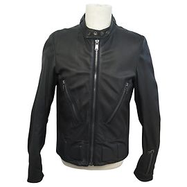NEW YVES SAINT LAURENT BIKER PERFECTO JACKET 48 M BLACK LEATHER Black