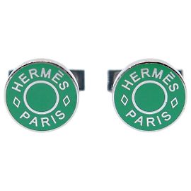 Hermès BOTÕES DE MANCHETAS HERMES LICOL 2 H052056FP METAL VERDE PRATEADO Verde