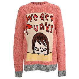 Stella Mc Cartney Intarsienpullover Stella McCartney x Yoshitomo Nara aus roter Bio-Baumwolle Rot