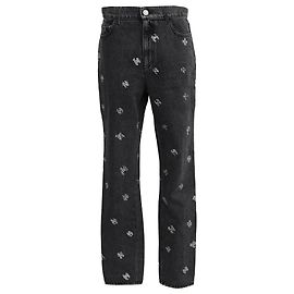 Chanel CC Detailed Mid Rise Jeans in Black Denim Black