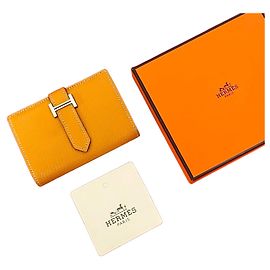 Hermès Béarn Mini Ziegenleder Kartenetui Gelb