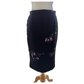 Miu Miu Black Wool and Nylon Skirt Black