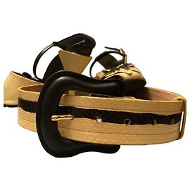 Cinto Fendi Amarelo de Couro de Cobra e Cordeiro Amarelo