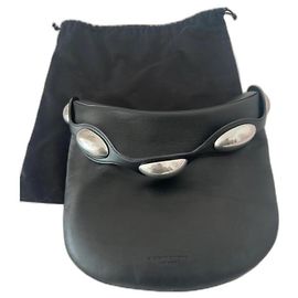 Bolsa de ombro de couro preto Alexander Wang com hardware prateado Preto