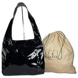 Sac à main en cuir verni Gucci vintage noir Noir