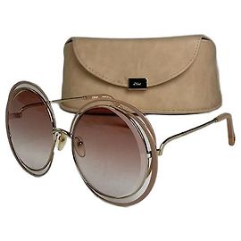 Óculos de sol oversized Vintage Chloé Dourado