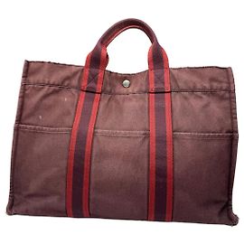 Sac tote vintage Hermès violet rouge Violet
