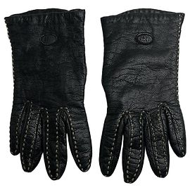 Luvas de couro Fendi vintage pretas Preto