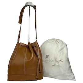 Vintage Courreges Bucket-Leder Tasche Braun Kamel