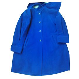 Cappotto Louis Féraud 340/42 viola scuro stile anni 60 lana Viola scuro