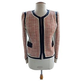 Veste Barbara Bui en coton lin et cuir Taille 40 Multicolore