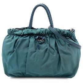 Bolsa de mão em tessuto azul com laço Prada Azul Outro