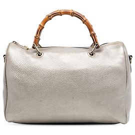 Bolsa Boston Shopper em couro de bezerro dourado Gucci com bambu médio Dourado
