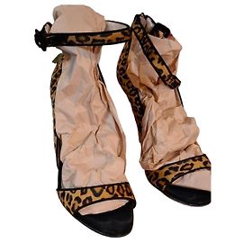 Miu Miu leopard print heeled sandals Black Leopard print