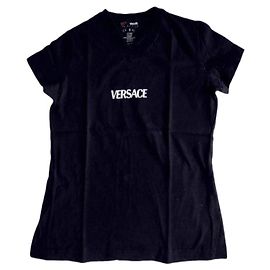 T-shirt nera Versace con logo Nero