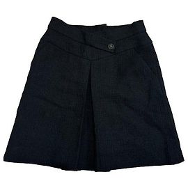 Saia Chanel preta de algodão com forro de seda Preto